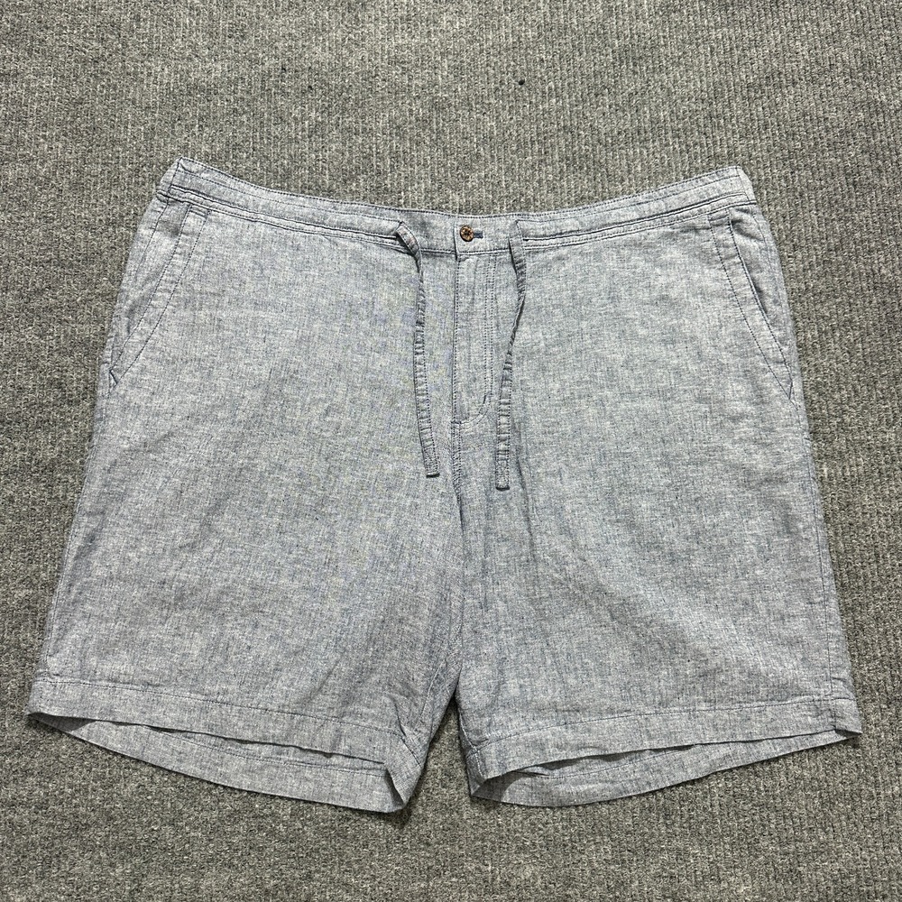 Cubavera Mens Shorts Size XXL Gray Linen Blend‎ Drawstring Button Lightweight